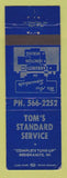 Matchbook Cover - Tom's Standard oil gas Redgranite WI WEAR