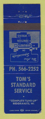 Matchbook Cover - Tom's Standard oil gas Redgranite WI WEAR