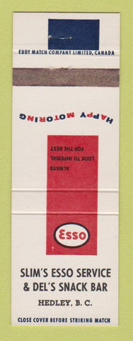 Matchbook Cover - Esso oil gas Slim's Hedley BC