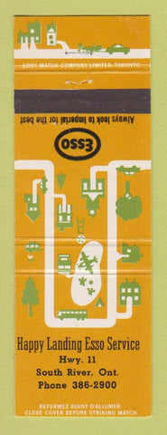 Matchbook Cover - Esso oil gas Happy Landing South River ON