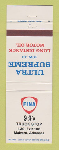 Matchbook Cover - Fina oil gas JJ's Truck Stop Malvern AR