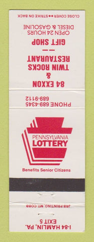 Matchbook Cover - 84 Exxon oil gas Twin Rocks Restaurant Hamlin PA