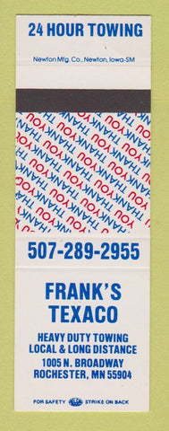 Matchbook Cover - Frank's Texaco oil gas Rochester MN