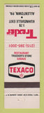 Matchbook Cover - Texaco oil gas Trexler Allentown PA