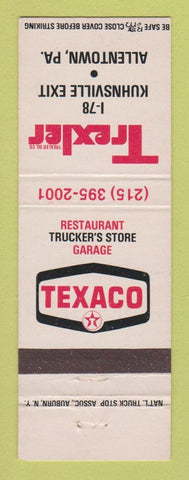 Matchbook Cover - Texaco oil gas Trexler Allentown PA