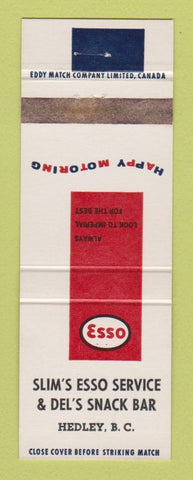 Matchbook Cover - Esso oil gas Slim's Hedley BC