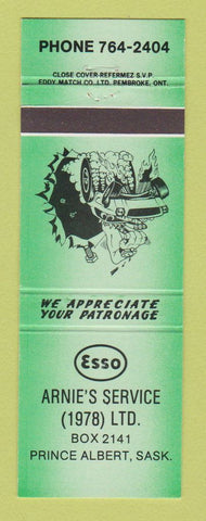 Matchbook Cover - Esso oil gas Arnie's Prince Albert SK