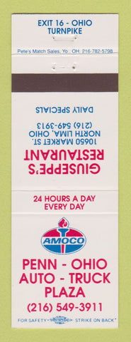 Matchbook Cover - Amoco oil gas Penn Ohio Giuseppe's Restaurant North Lima OH