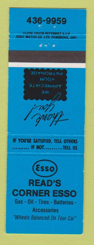 Matchbook Cover - Esso oil gas Read's  Canada