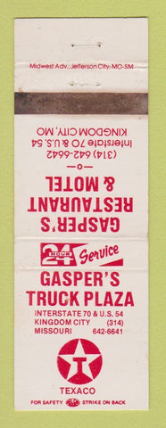 Matchbook Cover - Gasper's Texaco oil gas Kingdom City MO WEAR