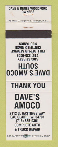 Matchbook Cover - Dave's Amoco oil gas Eau Claire WI