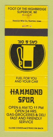 Matchbook Cover - Hammond Spur oil gas Superior WI