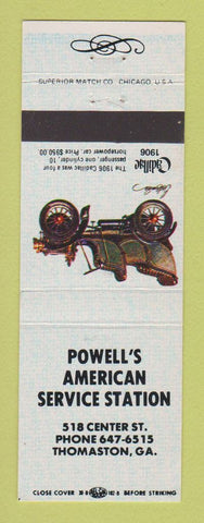 Matchbook Cover - Powell's American Service oil gas Thomaston GA