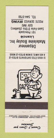 Matchbook Cover Depanneur Madeleine Boulay Irving oil gas Saint Felix D'Otis QC