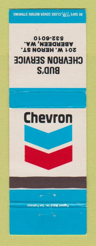 Matchbook Cover - Chevron oil gas Bud's Aberdeen WA