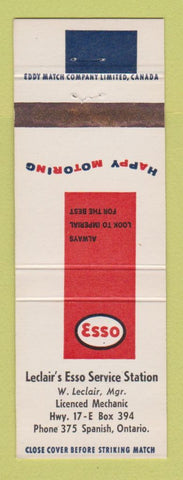 Matchbook Cover - Esso oil gas Leclair's Spanish ON