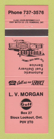 Matchbook Cover - Gulf oil gas LV Morgan Sioux Lookout ON