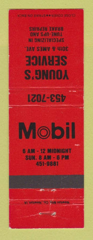 Matchbook Cover - Mobil oil gas Young's Omaha? NE