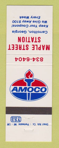 Matchbook Cover - Amoco oil gas Maple Street Station Carrollton GA