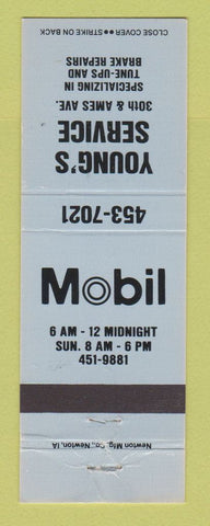 Matchbook Cover - Mobil oil gas Young's Omaha? NE WEAR