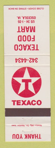 Matchbook Cover - Texaco oil gas Food Mart Osceola IA