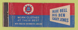 Matchbook Cover - Blue Bell Big Ben Casey Jones Work Clothes WEAR