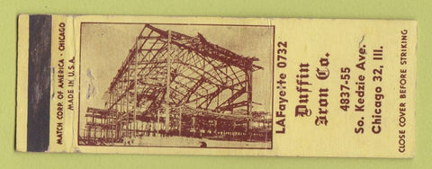 Matchbook Cover - Duffin Iron Chicago IL WEAR