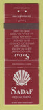 Matchbook Cover - Sadaf Restaurant San Diego La Jolla CA