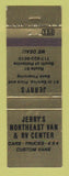 Matchbook Cover - Jerry's Northeast Van and RV Center Pottsville PA