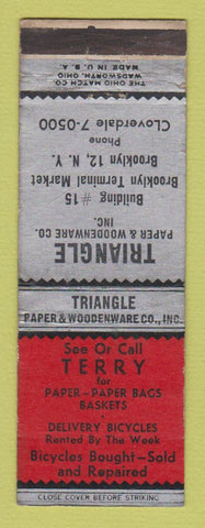 Matchbook Cover - Triangle Paper Woodenware Brooklyn NY