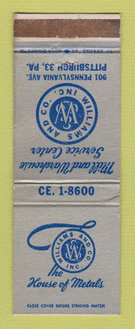 Matchbook Cover - William and Co House of Metals Pittsburgh PA