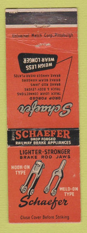 Matchbook Cover - Scaefer Brake Rod Jaws WEAR