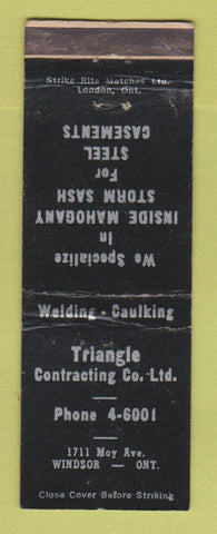 Matchbook Cover Triangle Contracting Steel Casements Storm Sash Windsor ON WEAR