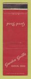 Matchbook Cover - Garden Grille Akron OH WORN BACK