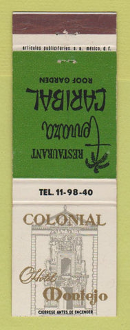 Matchbook Cover - Colonial Hotel Montejo Mexico