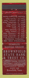 Matchbook Cover - Brownfield State Bank TX 1958 Football Schedule WEAR
