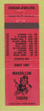 Matchbook Cover - Massillon Tigers OH 1995 Schedule Duncan Jewelry WEAR