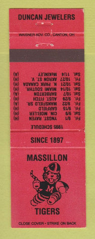 Matchbook Cover - Massillon Tigers OH 1995 Schedule Duncan Jewelry WEAR