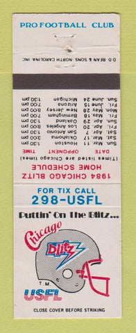 Matchbook Cover - Chicago Blitz USFL Schedule 1984 Football WEAR