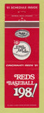Matchbook Cover - 1981 Cincinnati Reds Baseball Schedule