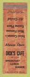 Matchbook Cover - Dick's Cafe St George UT