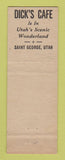 Matchbook Cover - Dick's Cafe St George UT