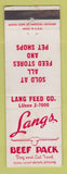 Matchbook Cover - Langs Beef Pack Dog Cat Food WEAR