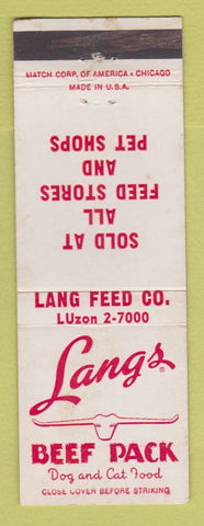 Matchbook Cover - Langs Beef Pack Dog Cat Food WEAR