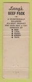 Matchbook Cover - Langs Beef Pack Dog Cat Food WEAR
