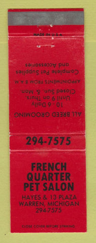 Matchbook Cover - French Quarter Pet Salon Warren MI Dog Grooming