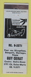Matchbook Cover - Guy Cerat Restaurant Montreal? QC WEAR