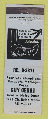 Matchbook Cover - Guy Cerat Restaurant Montreal? QC WEAR