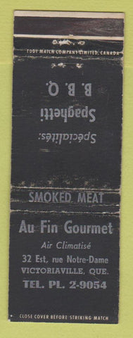 Matchbook Cover - Au Fin Gourmet Victoriaville QC restaurant WEAR