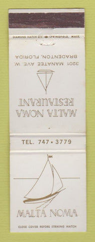 Matchbook Cover - Malta Noma Restaurant Bradenton FL